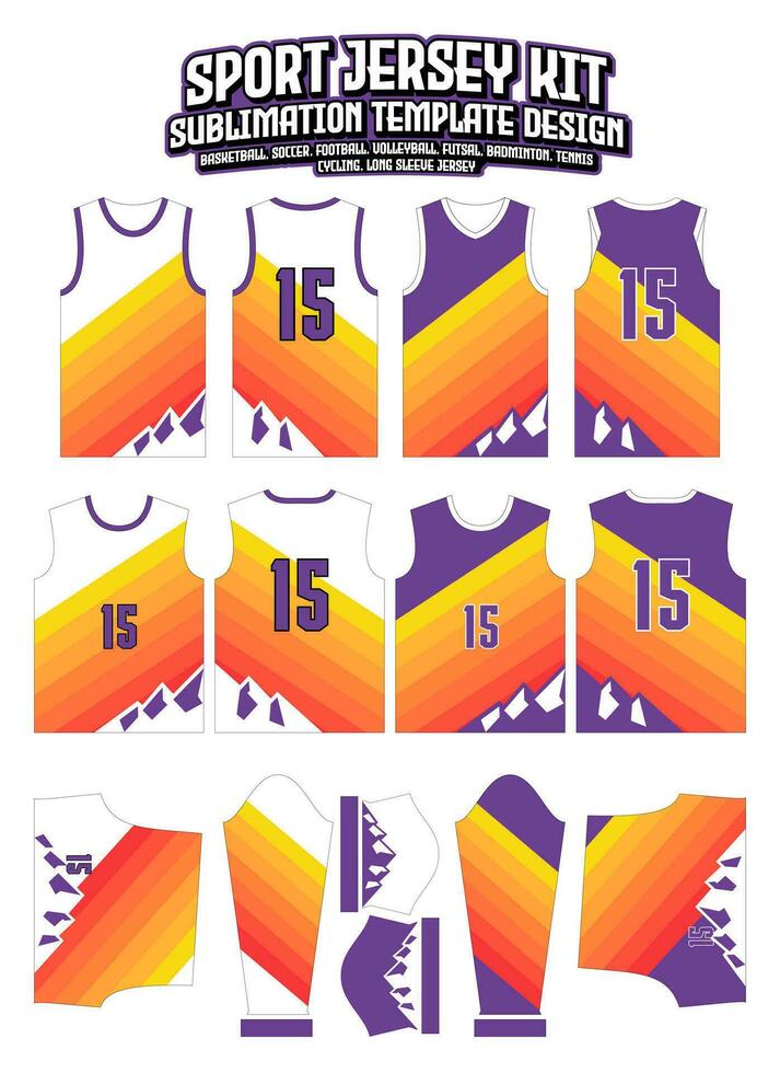 Sunset Concept Jersey Design Sportswear Pattern Template vector