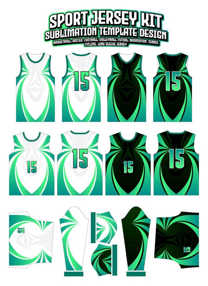 remolino verde llamas jersey diseño ropa de deporte modelo modelo vector