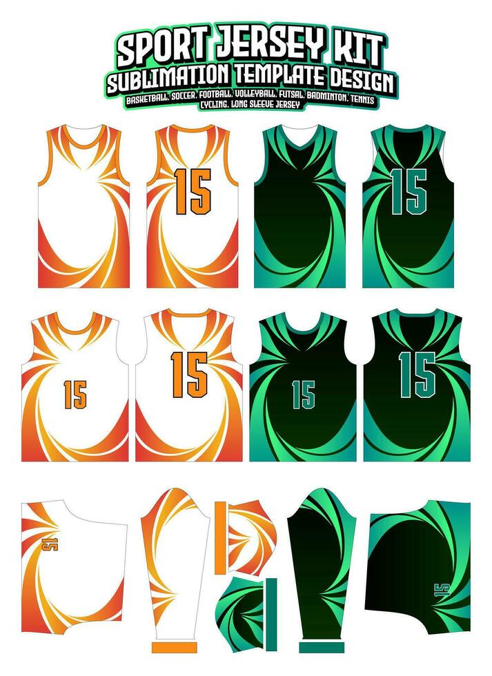 Swirl Flames Jersey Design Sportswear Pattern Template vector