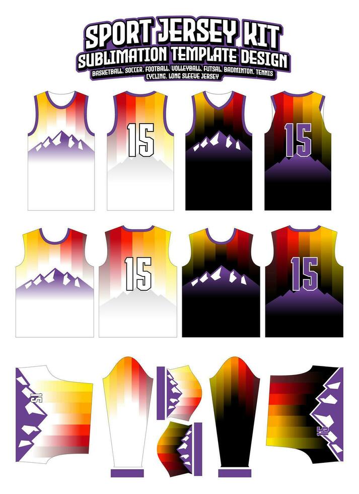 Mountain Concept Jersey Design Sportswear Pattern Template vector