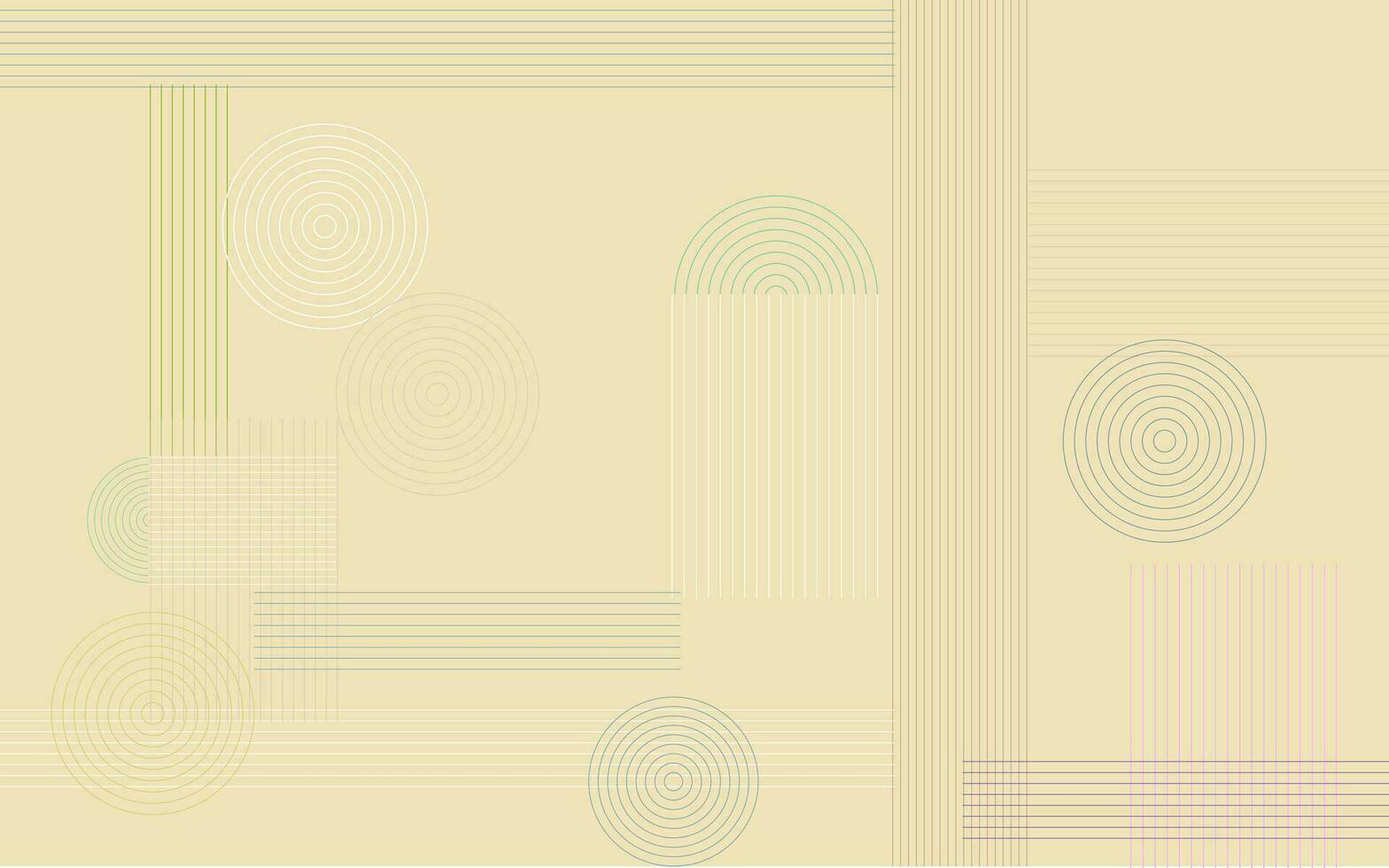 abstract background circle line round and square pastel color minimalism style vector