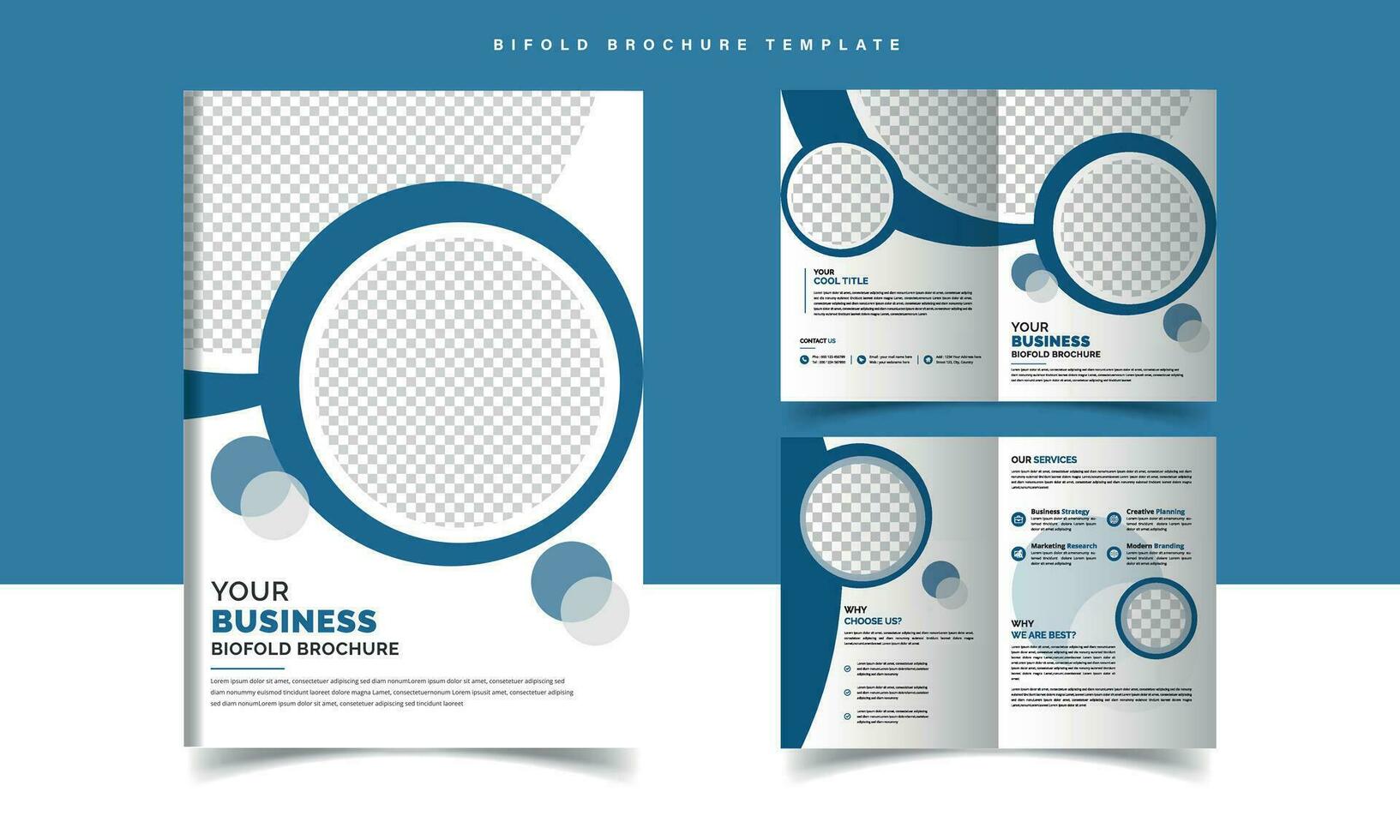 Corporate Bifold Brochure Template, Business Leaflet Template vector