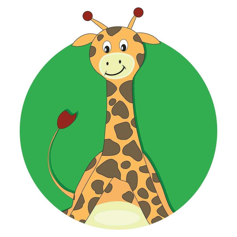 Giraffe cartoon flat icon. Cartoon giraffe app avatar. Vector illustration