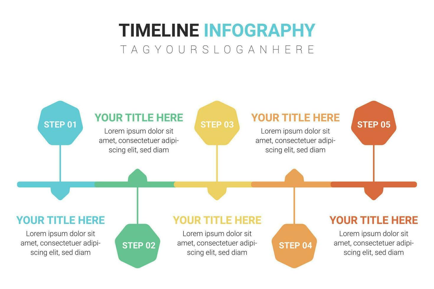 Timeline infographic 5 process template design vector