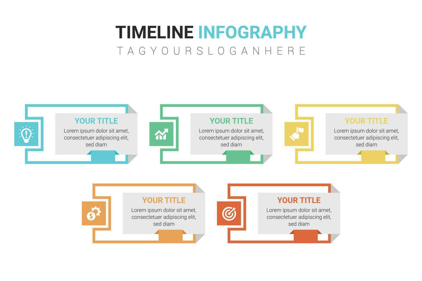 Business data visualization abstract elements of diagram with 5 steps vector