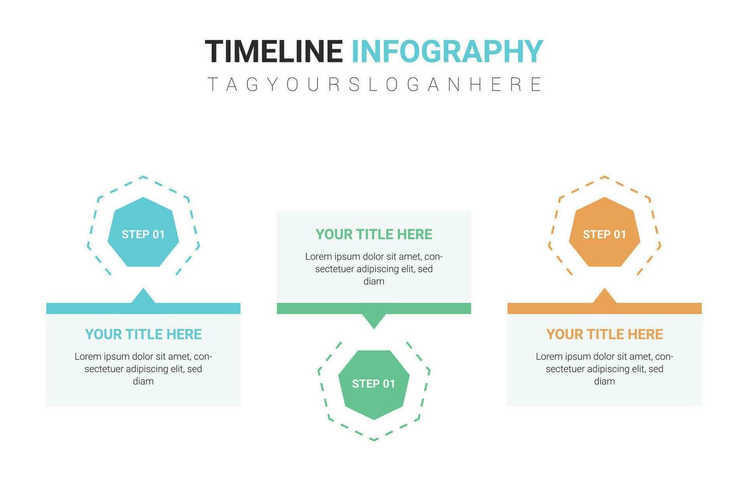 Set of 3 step timeline infographic steps in realistic style vector