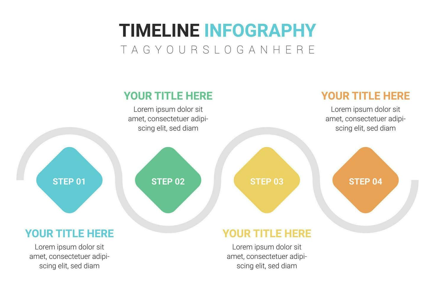 Linear timeline infographics with colored presentation 4 step template vector