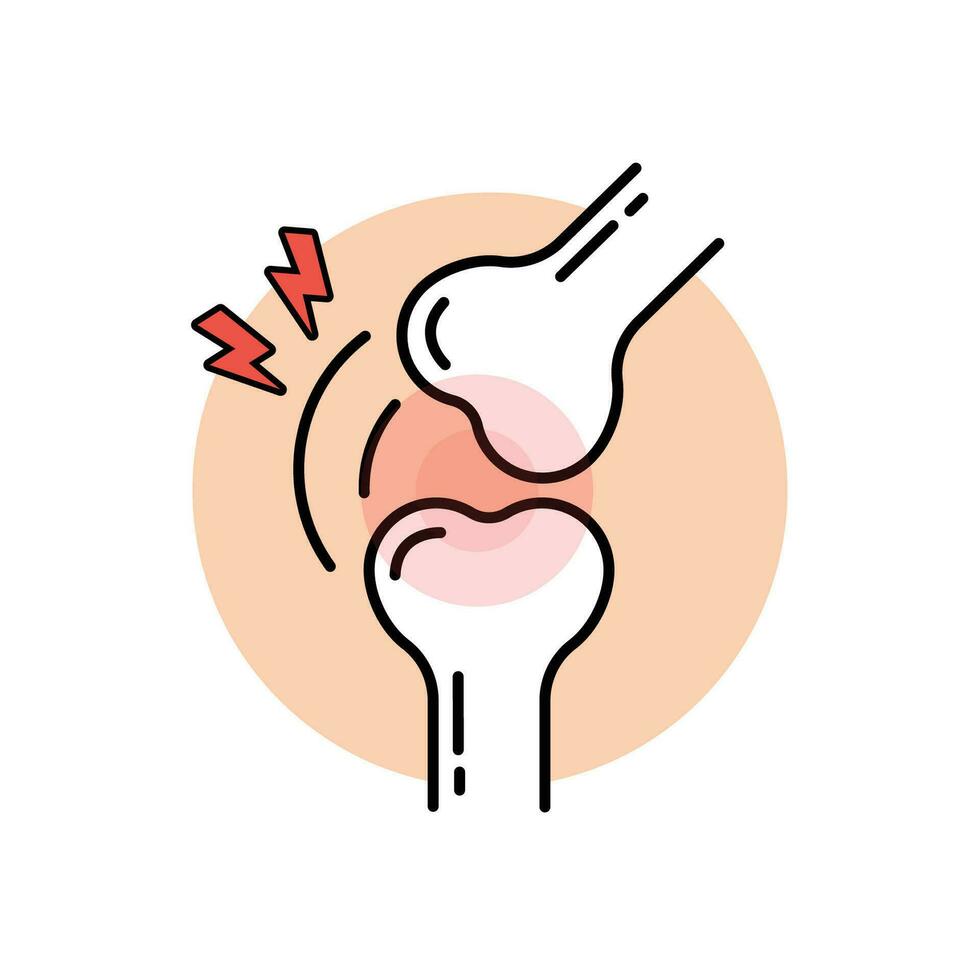 icono de articulación dolor. lineal estilo ilustración. vector