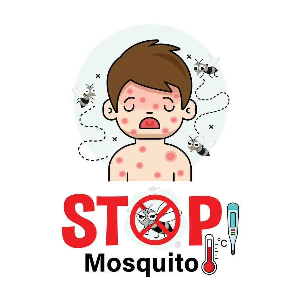 STOP Mosquitos, Warning sign infographic. vector