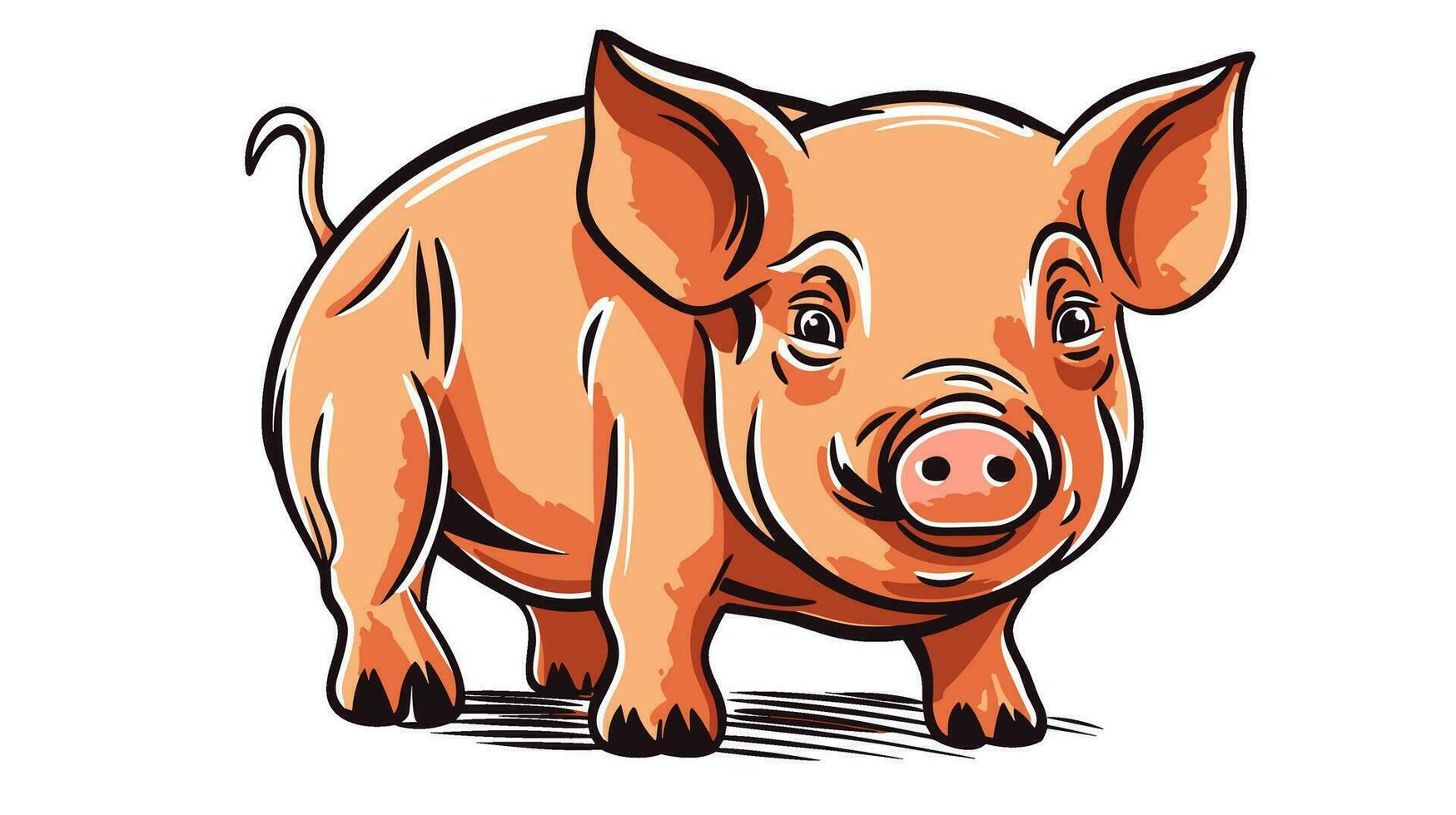 Adorable Pig Image Discover the Charm of a Playful and Cute Farm Animal vector