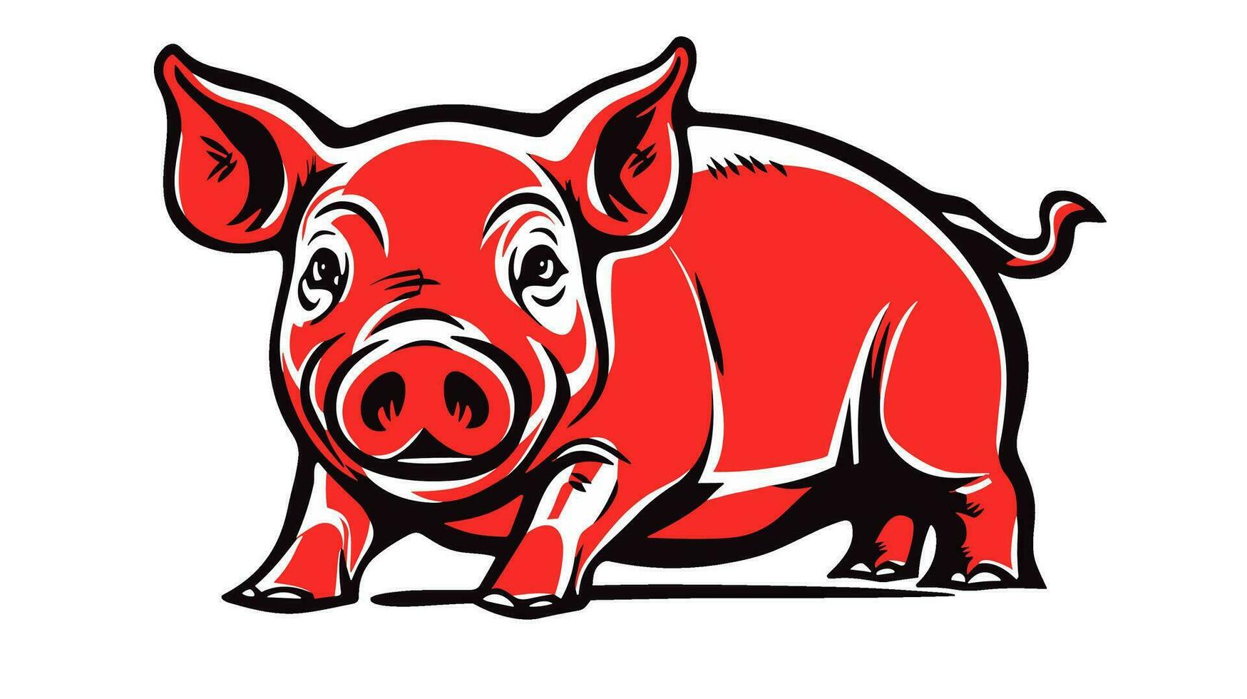 Adorable Pig Image Discover the Charm of a Playful and Cute Farm Animal vector