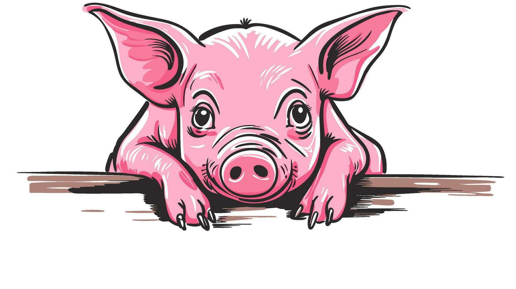 Adorable Pig Image Discover the Charm of a Playful and Cute Farm Animal vector