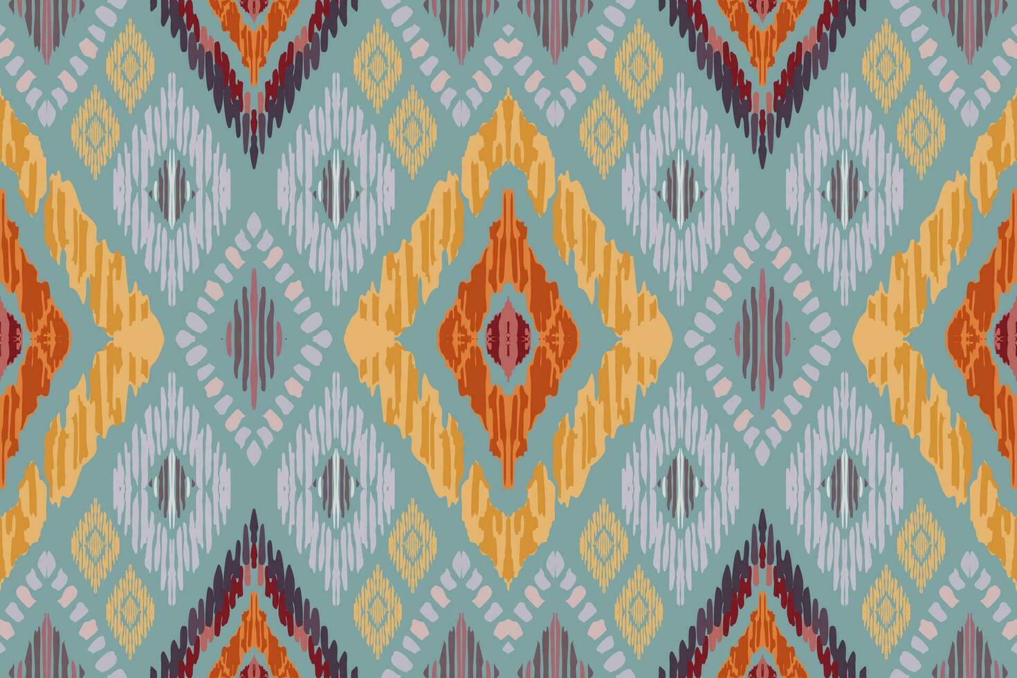 bordado ikat paisley sobre fondo gris.patrón geométrico étnico oriental sin fisuras tradicional.ilustración vectorial abstracta de estilo azteca.diseño para textura,tela,ropa,envoltura,alfombra,impresión. vector