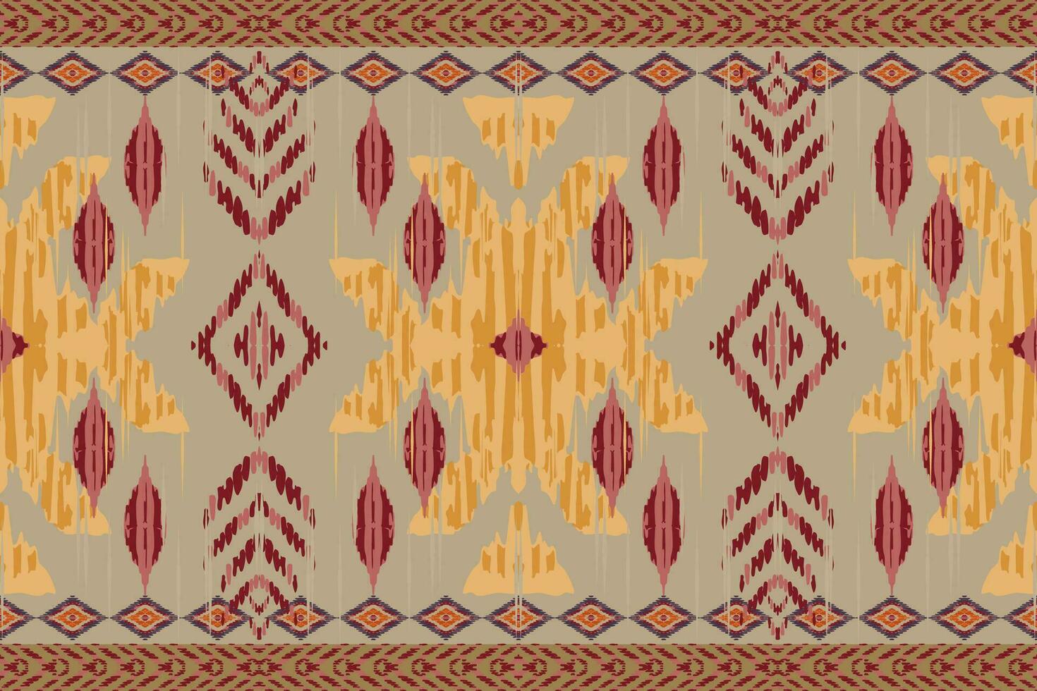 bordado ikat paisley sobre fondo gris.patrón geométrico étnico oriental sin fisuras tradicional.ilustración vectorial abstracta de estilo azteca.diseño para textura,tela,ropa,envoltura,alfombra,impresión. vector