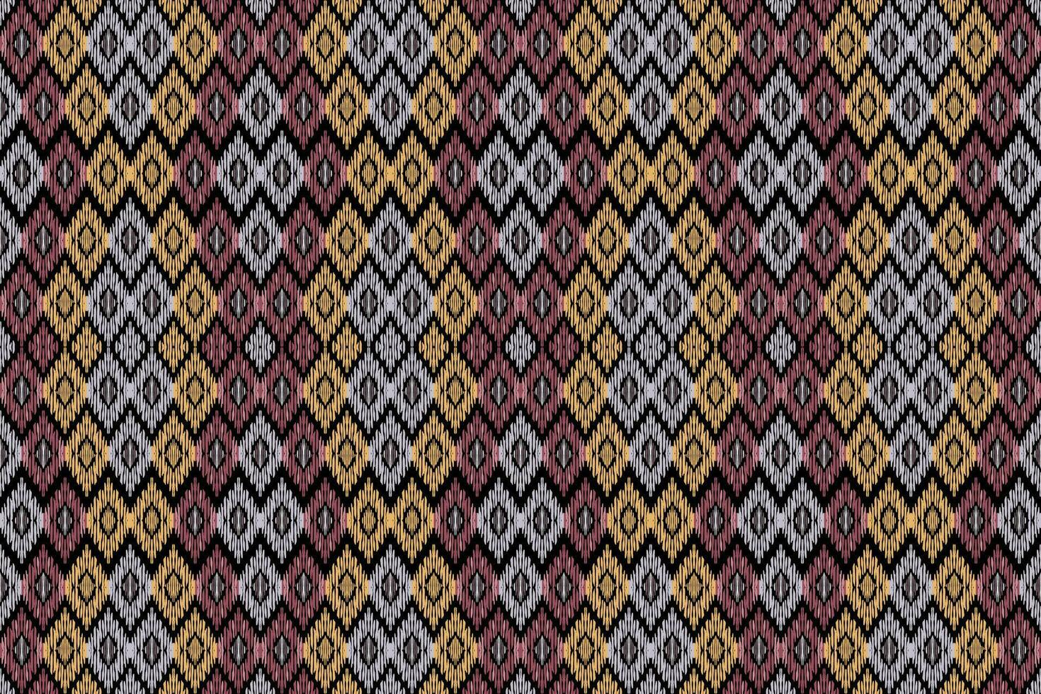 Ikat paisley embroidery on gray background.geometric ethnic oriental seamless pattern traditional.Aztec style abstract vector illustration.design for texture,fabric,clothing,wrapping,carpet,print.