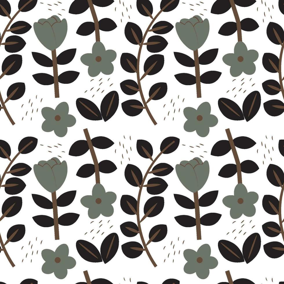 seamless pattern botanical flat illustration vector