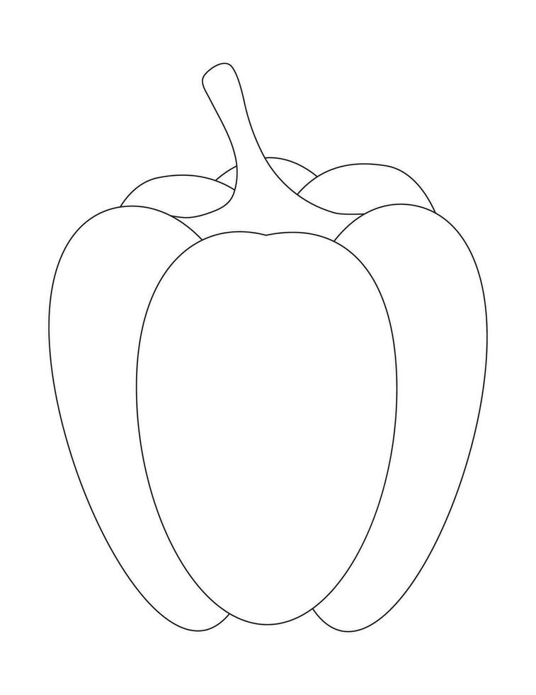 Contour drawing of sweet pepper. Linear drawing of a vegetable. Coloring book vector