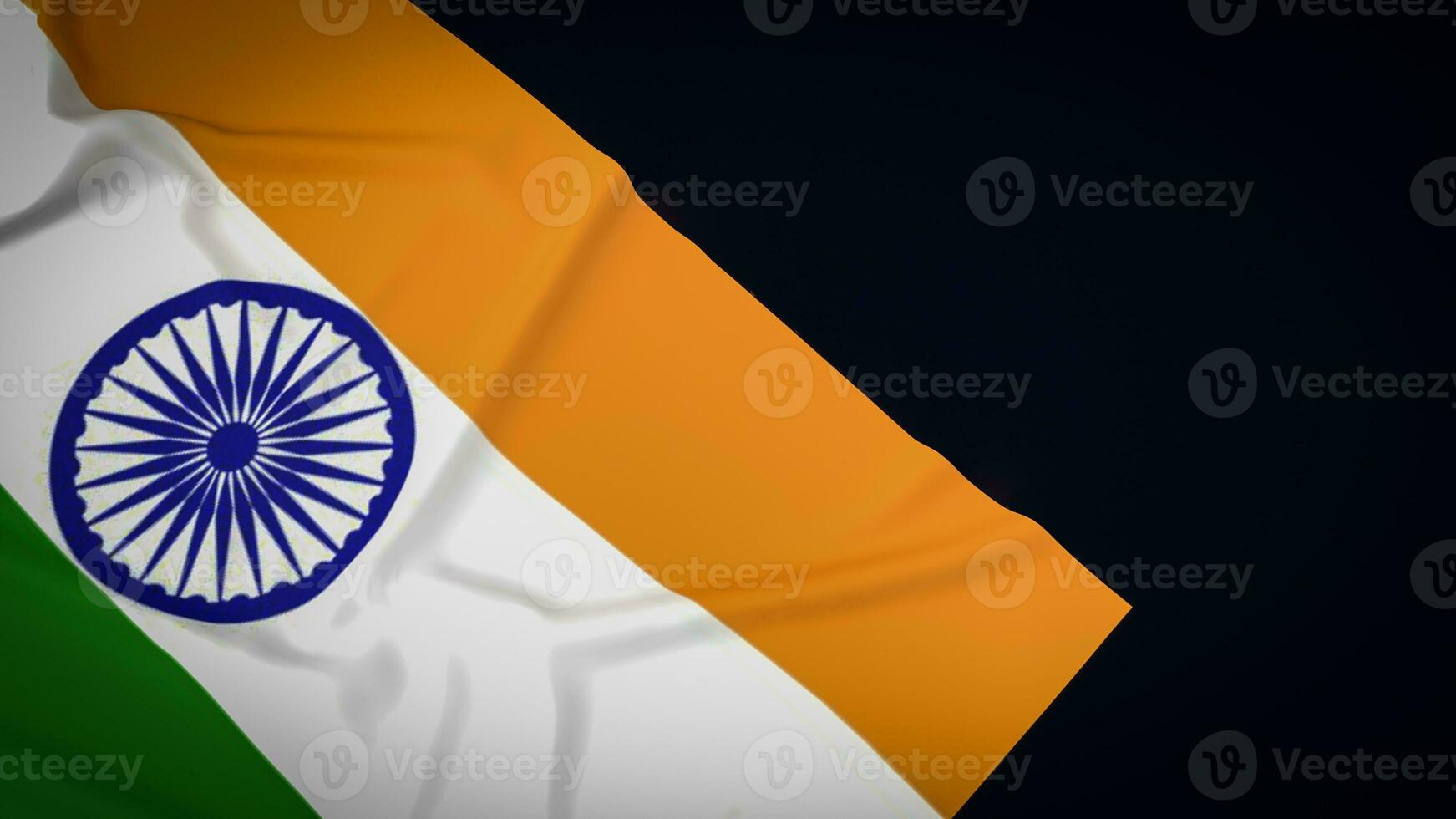 The India flag on black background  3d rendering photo