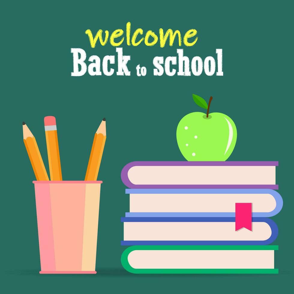 Welcome back to school with books vector