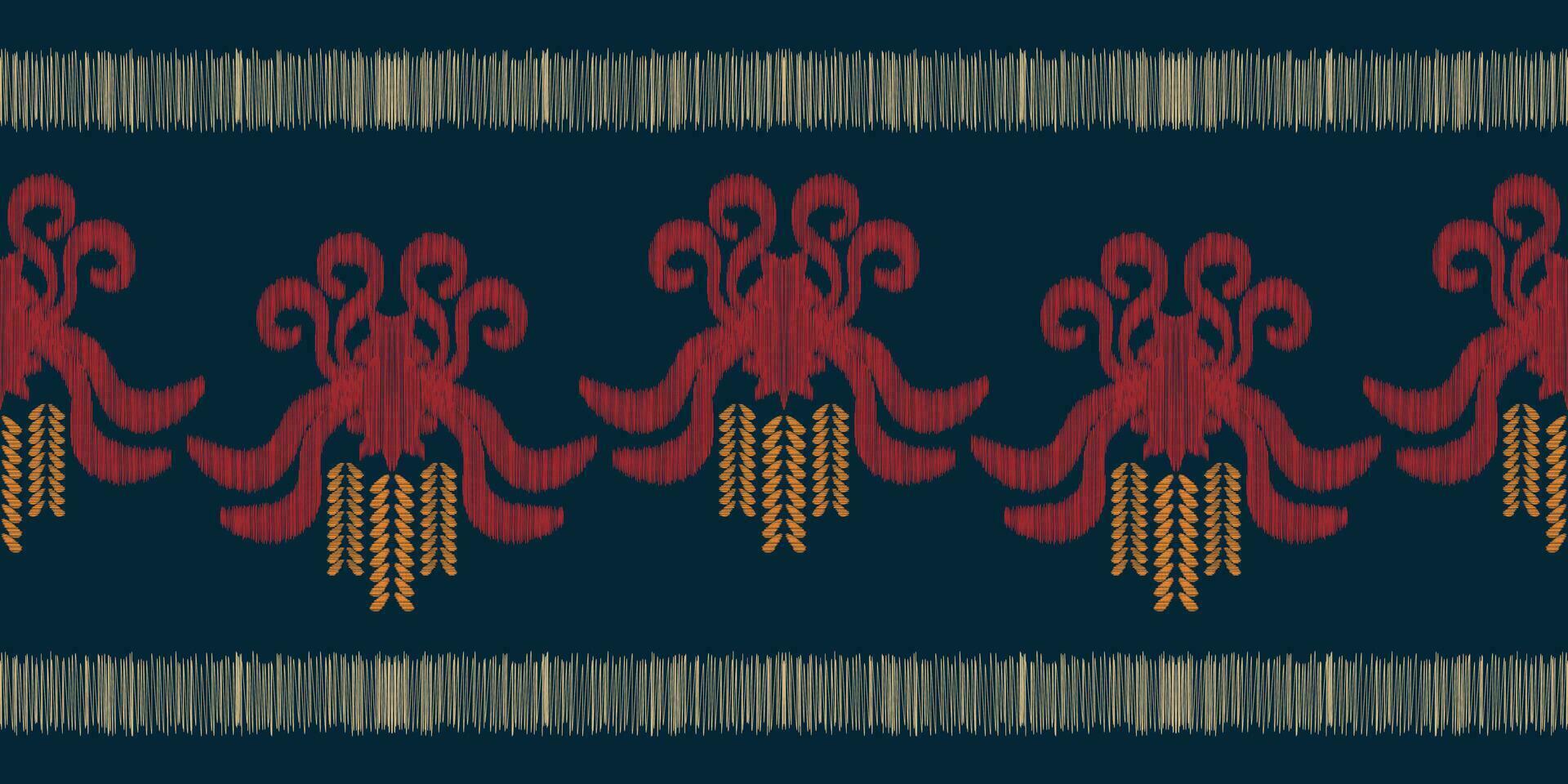 Ethnic Ikat fabric pattern geometric style.African Ikat embroidery Ethnic oriental pattern blue background. Abstract,vector,illustration.Texture,clothing,frame,decoration,carpet,motif. vector