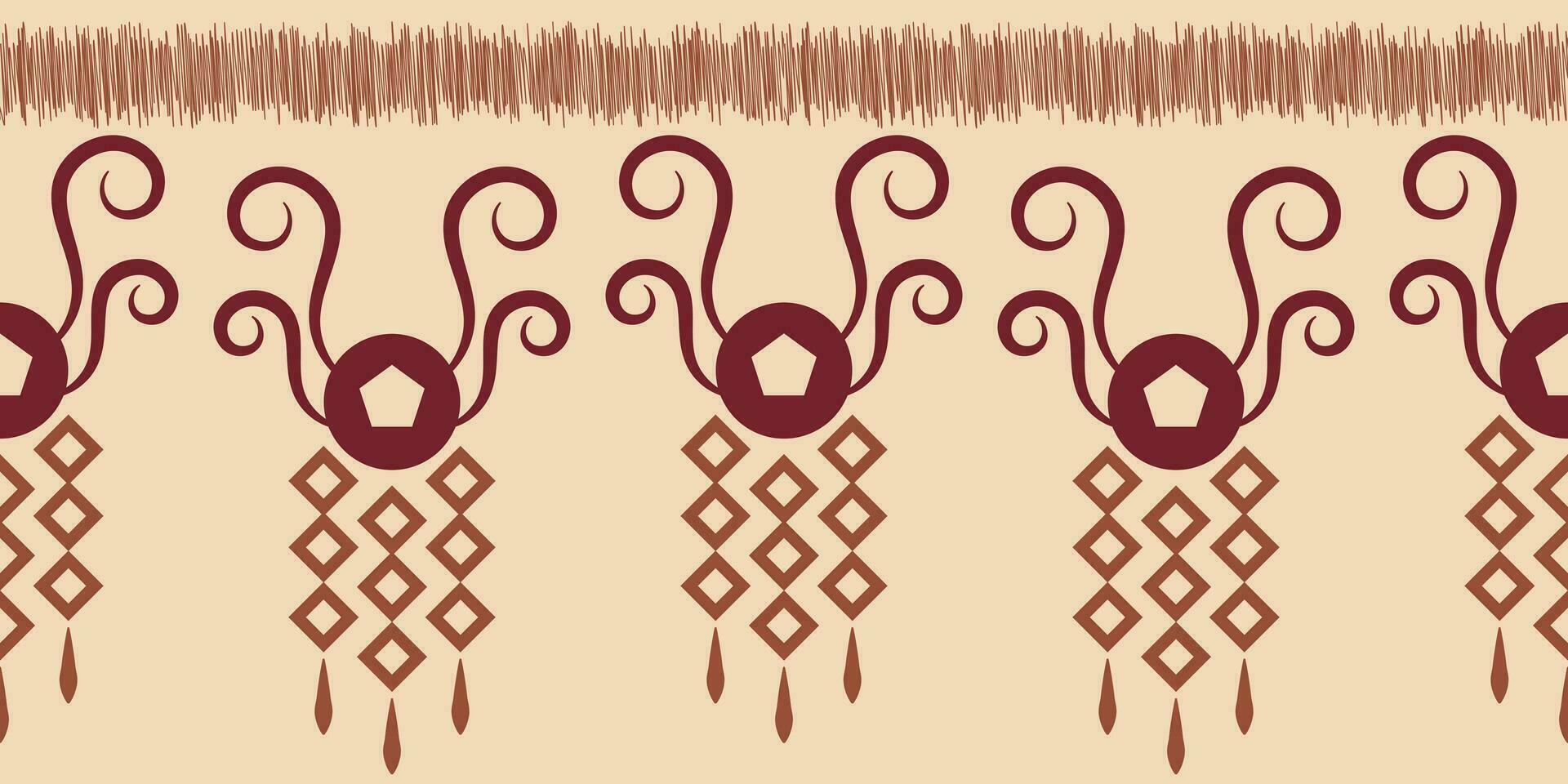 étnico ikat tela modelo geométrico estilo.africano ikat bordado étnico oriental modelo marrón crema antecedentes. resumen,vector,ilustración.textura,ropa,marco,decoración,alfombra,motivo. vector