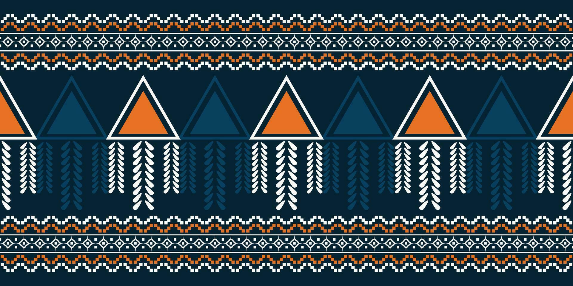 Ethnic Ikat fabric pattern geometric style.African Ikat embroidery Ethnic oriental pattern blue background. Abstract,vector,illustration.Texture,clothing,frame,decoration,carpet,motif. vector