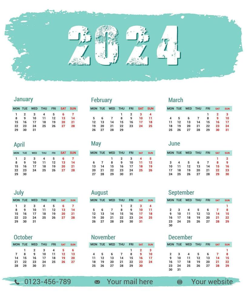 2024 calendario diseño vector