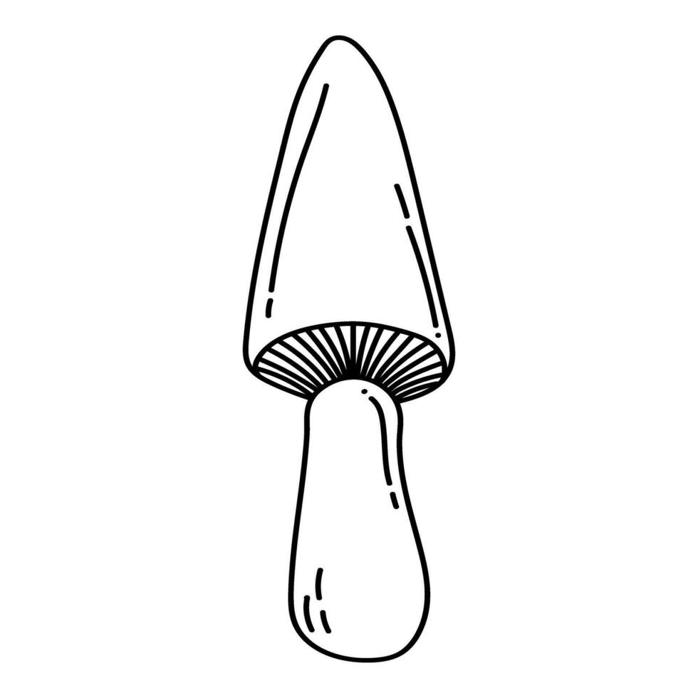 Simple vector doodle. Sketch drawing of forest mushroom. Easy to change color.