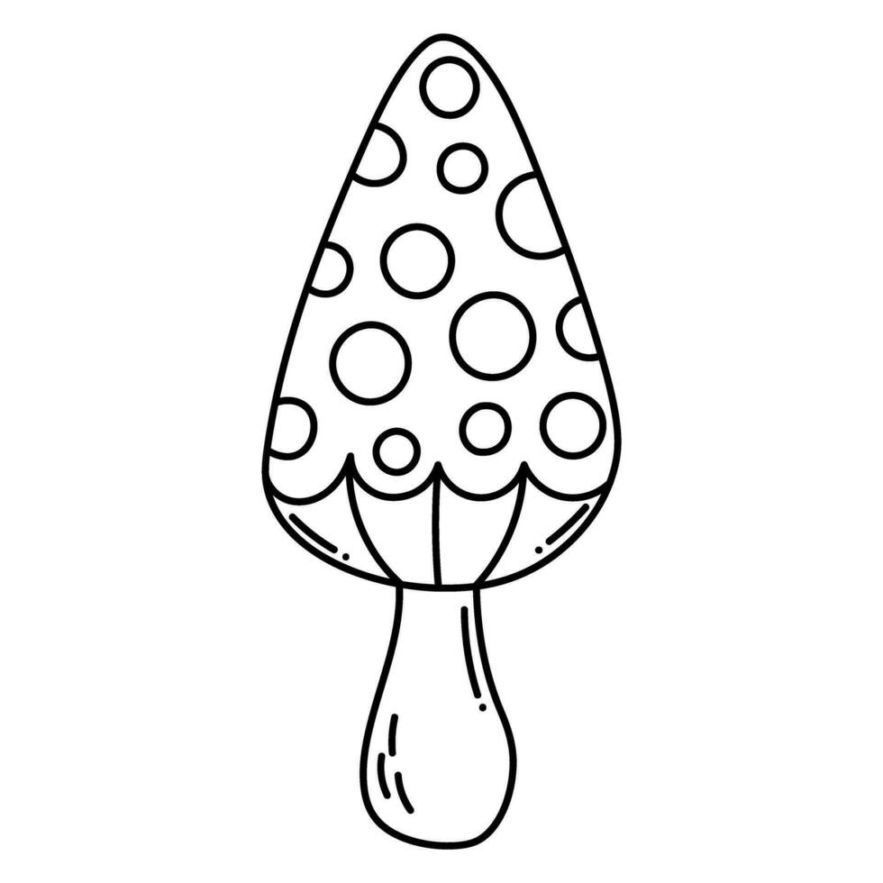 Simple vector doodle. Sketch drawing of forest mushroom. Easy to change color.