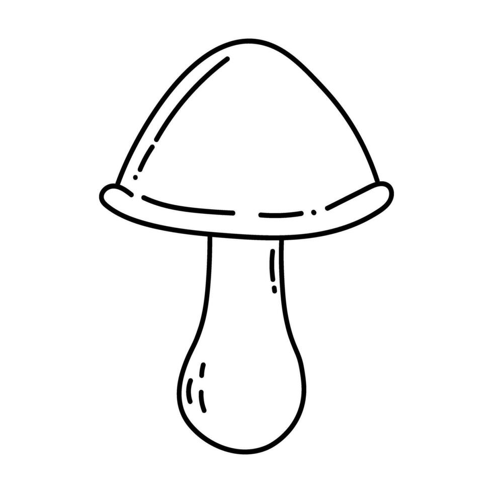 Simple vector doodle. Sketch drawing of forest mushroom. Easy to change color.