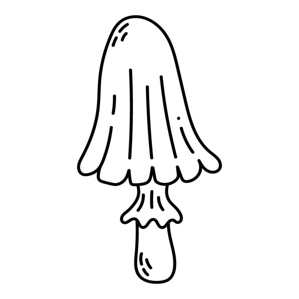 Simple vector doodle. Sketch drawing of forest mushroom. Easy to change color.