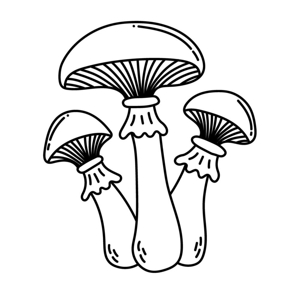 Simple vector doodle. Sketch drawing of forest mushroom. Easy to change color.