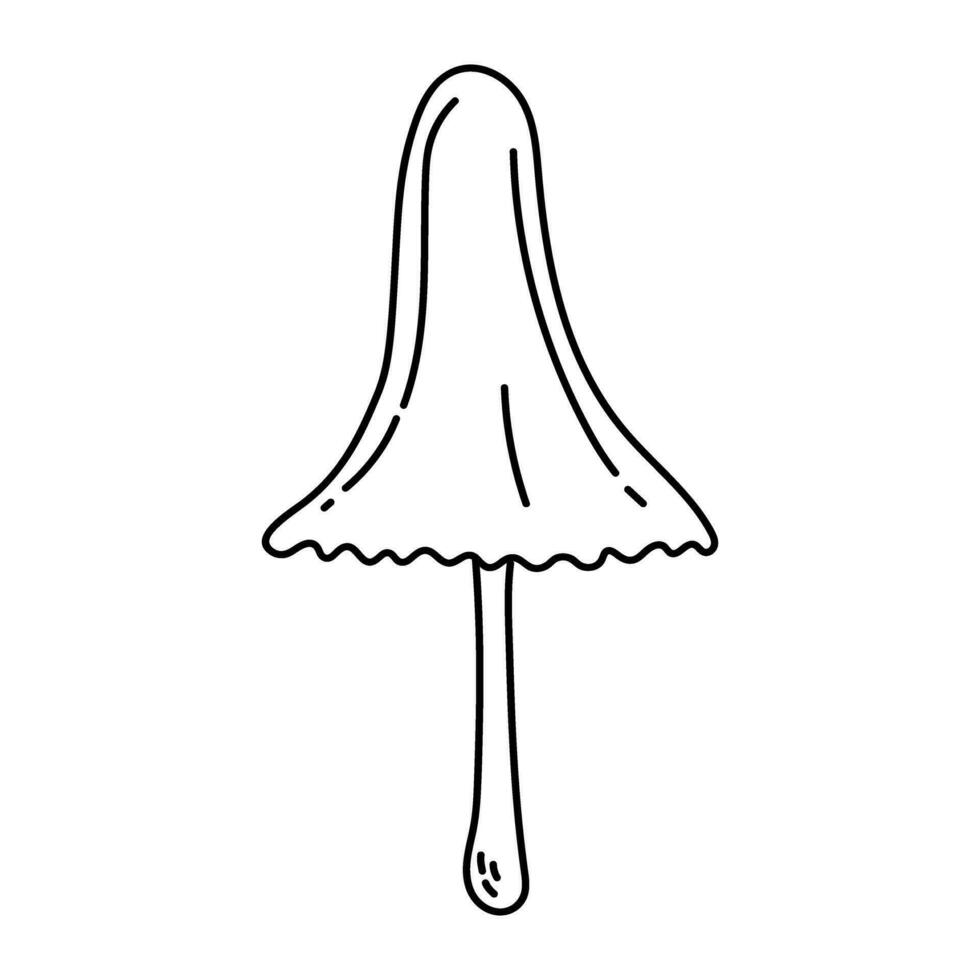 Simple vector doodle. Sketch drawing of forest mushroom. Easy to change color.