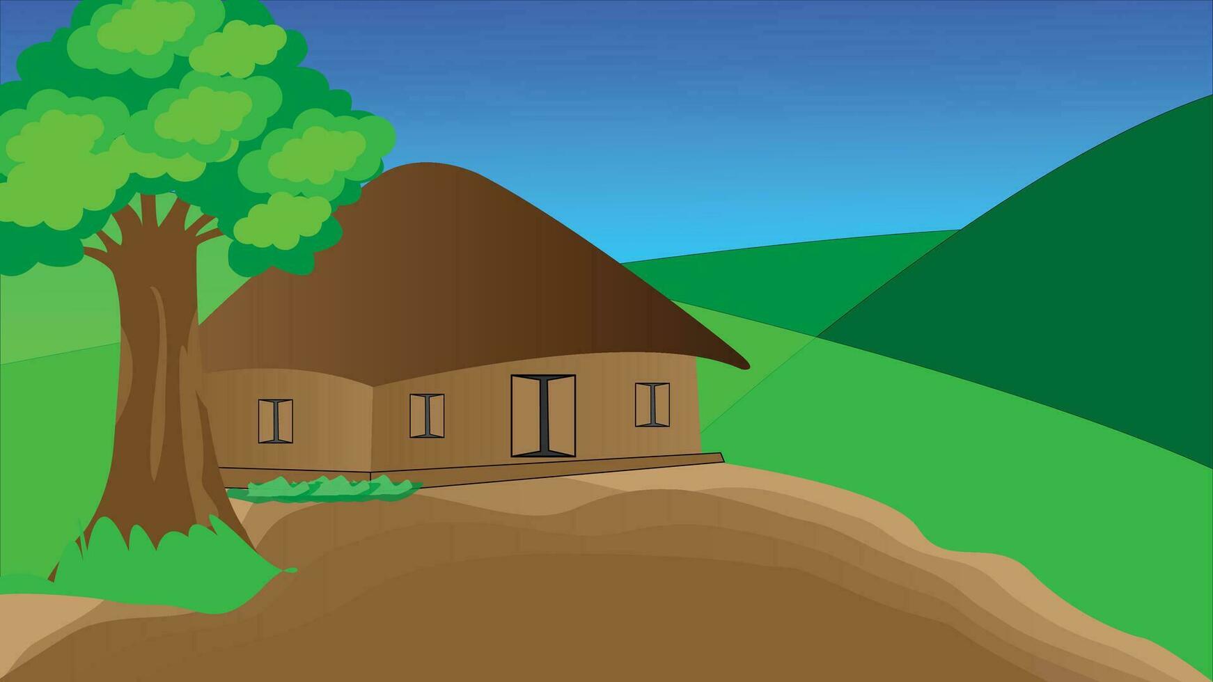 Awesome village background design . vector