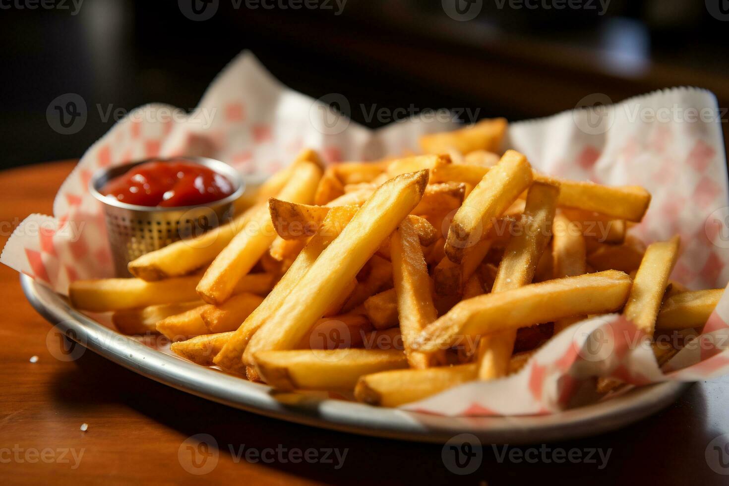 Image of potato fries with sauce photo