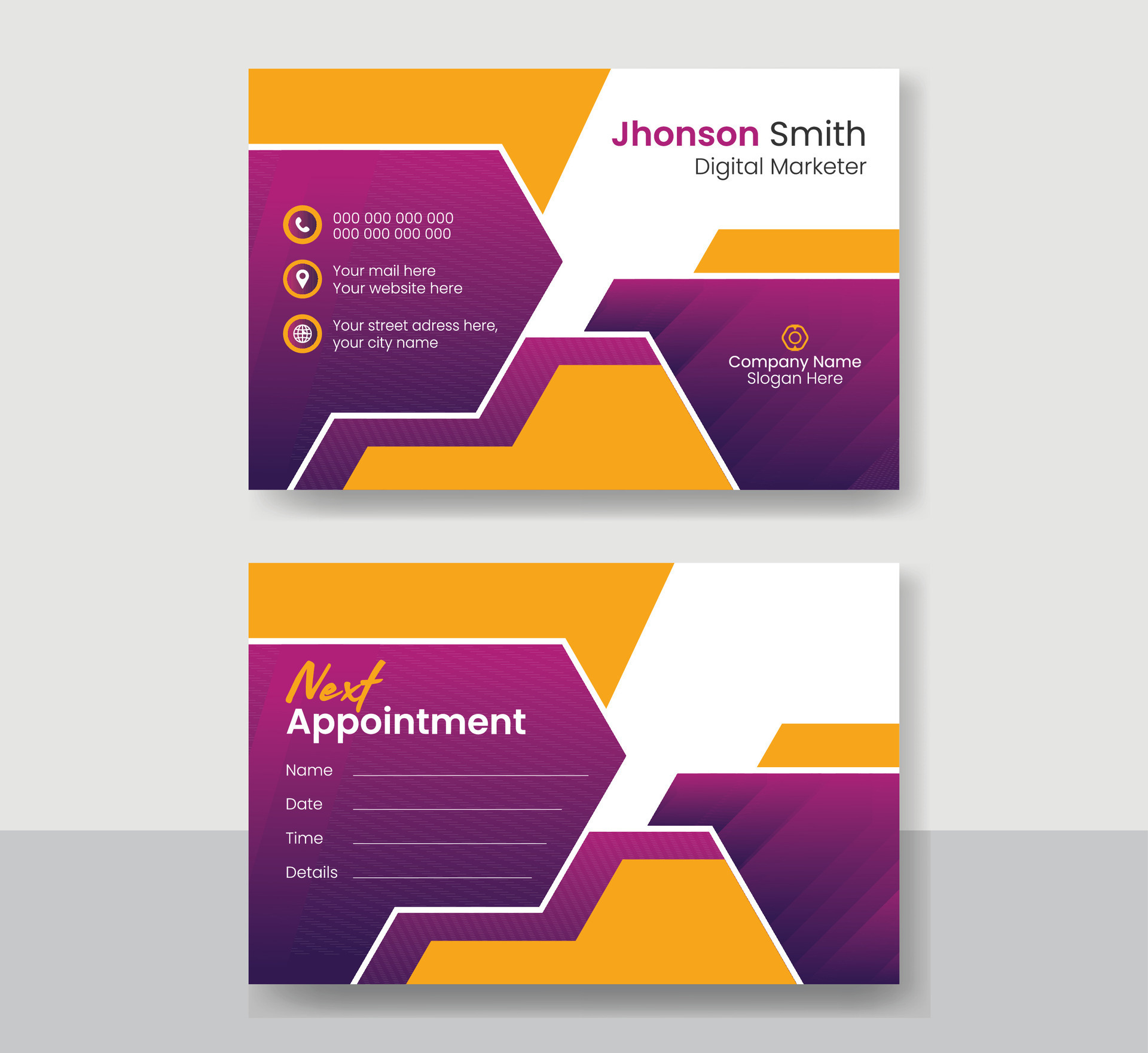 Modern business Appointment card template double sided creative Modern business Appointment card template double sided creative