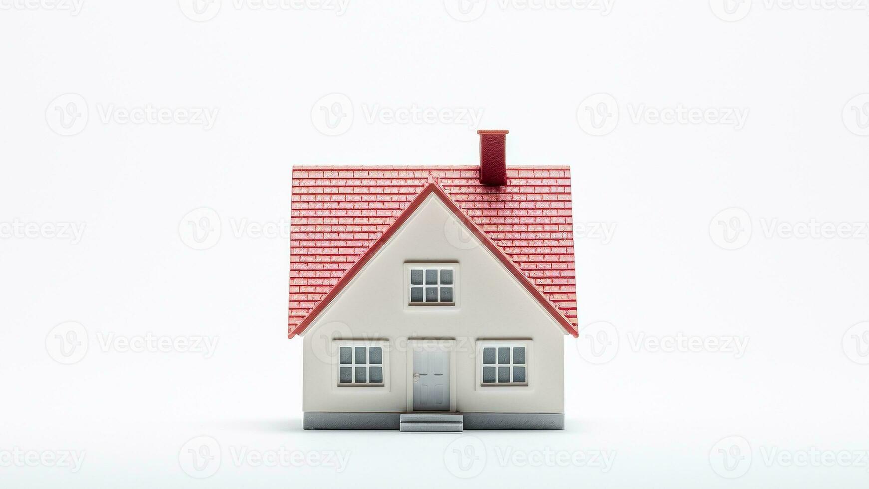 miniatura casa en blanco antecedentes. ahorro dinero y propiedad inversión concepto. generativo ai foto