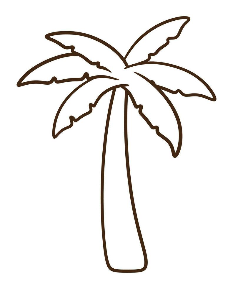 Palm and Coconut Tree Outline for Summer Element vector