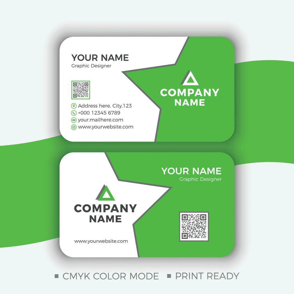 Green Color Creative Business Card Design, Vector, Template vector