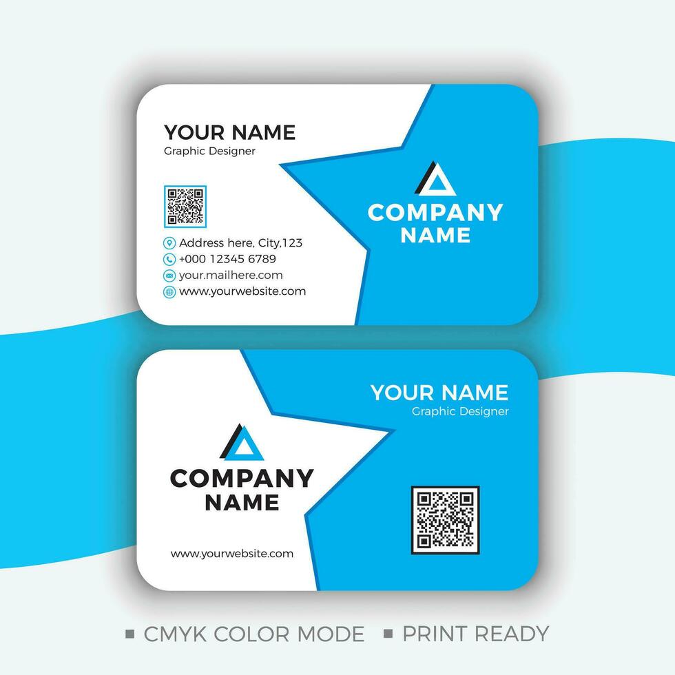 Blue Color Professional Business Card Design, Vector, Template vector
