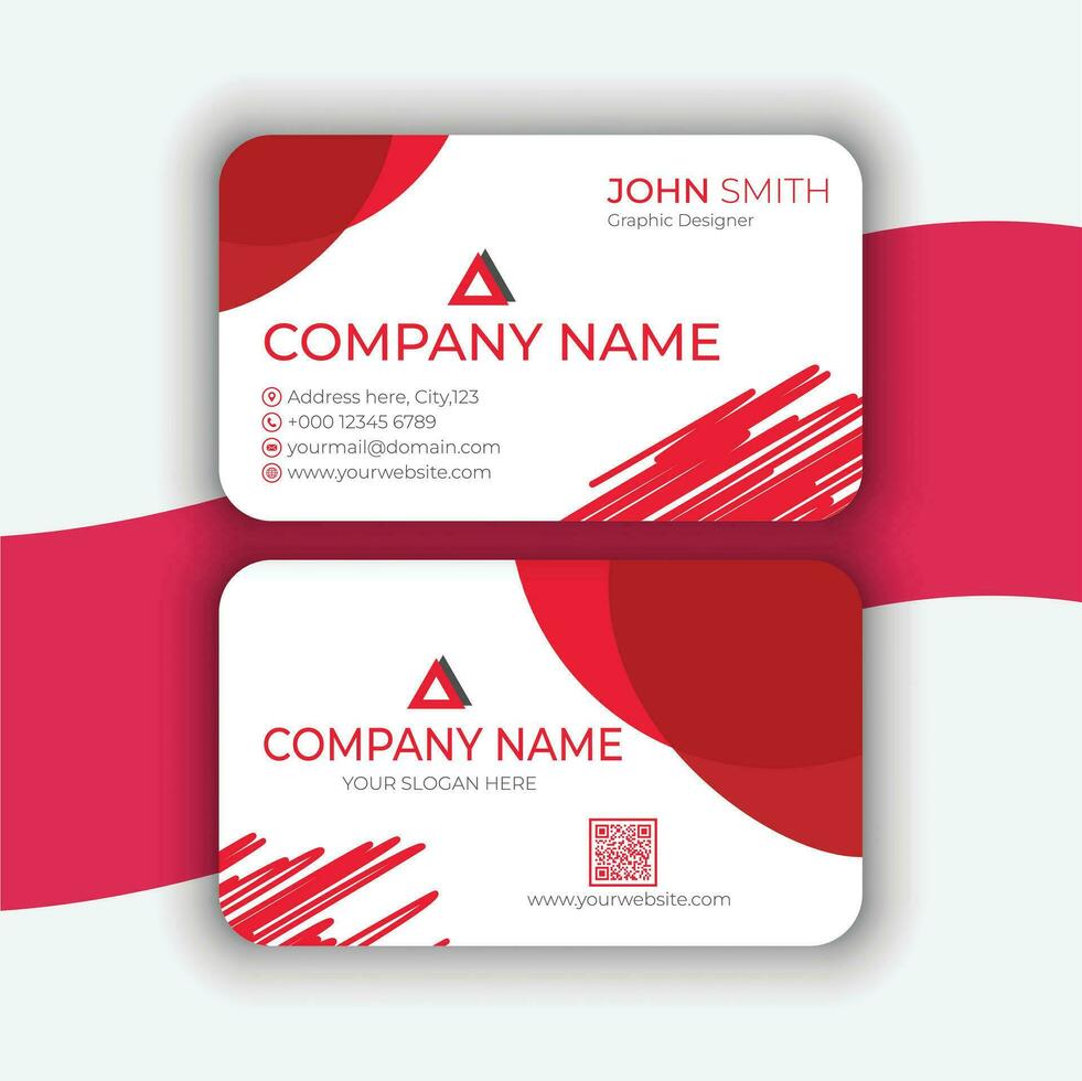 Red Color Creative Business Card Design, Vector, Template vector