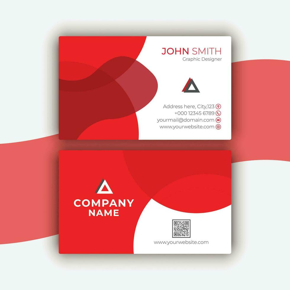 Red Color Creative Business Card Design, Vector, Template vector