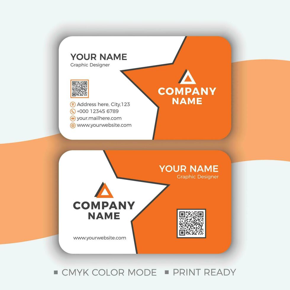 Orange Color Corporate Business Card Design, Vector, Template vector