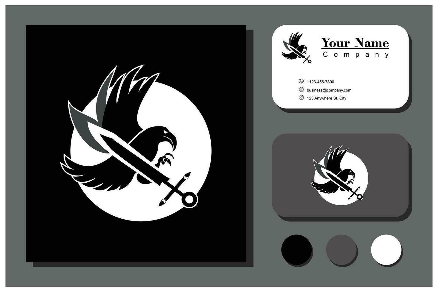 bird and sword logo concept vector