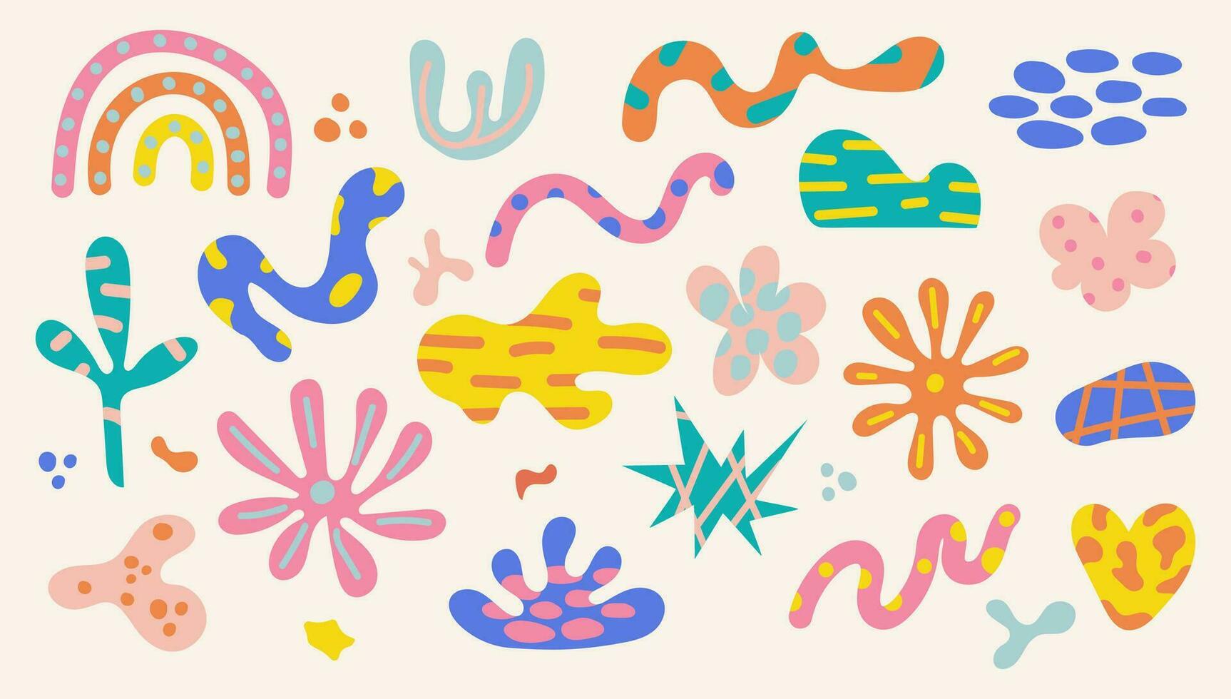 Set of hand drawn doodles abstract shapes with texture vector