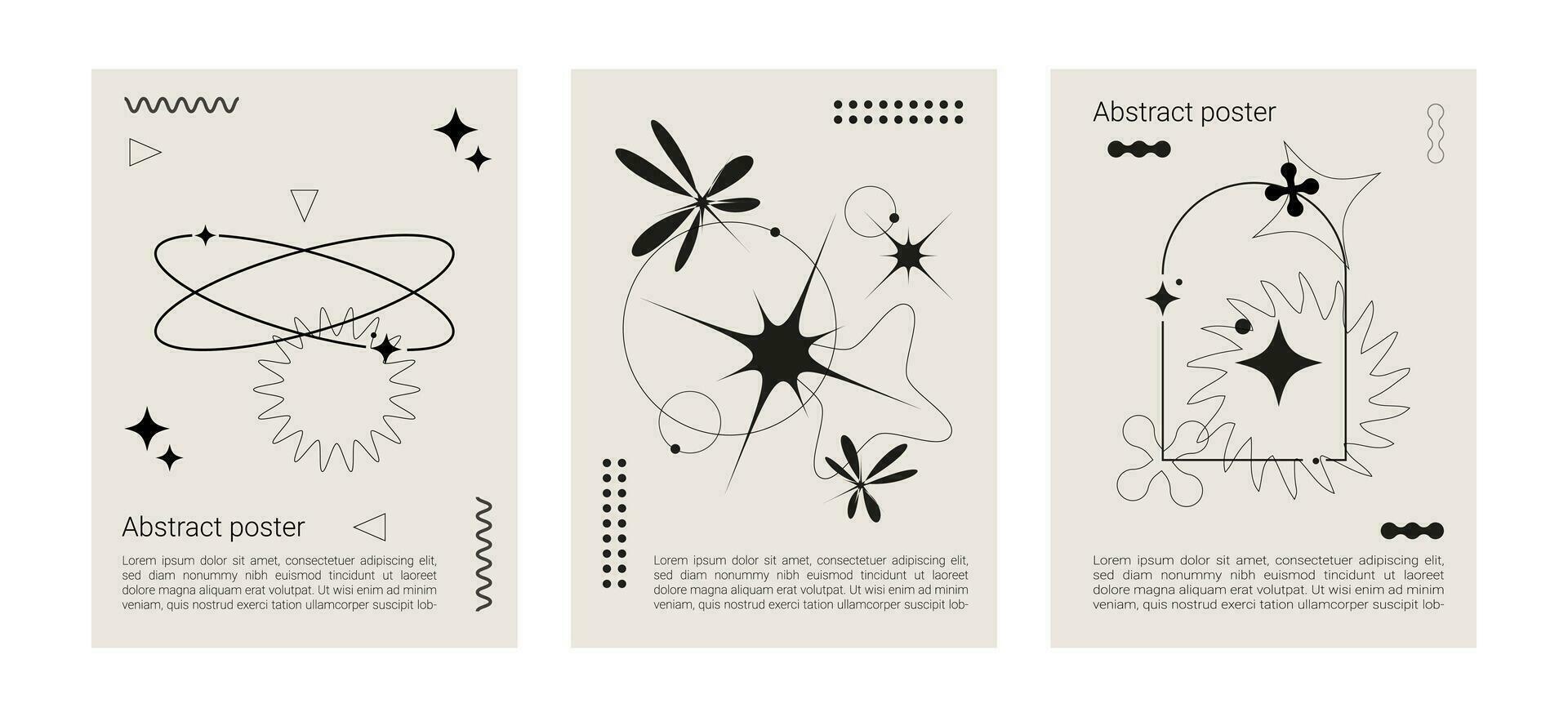 futurista Bauhaus carteles colocar. retro carteles con diferente geométrico elementos vector