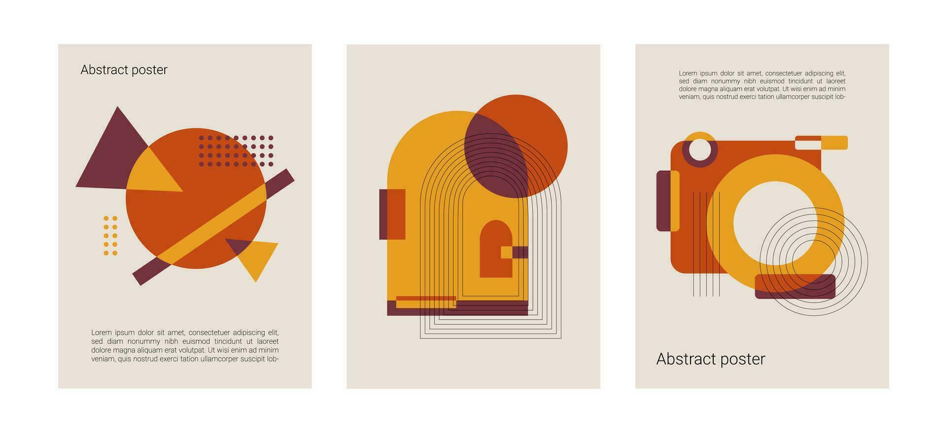 Bauhaus posters with different geometric elements. Set of minimal vintage geometric design poster vector