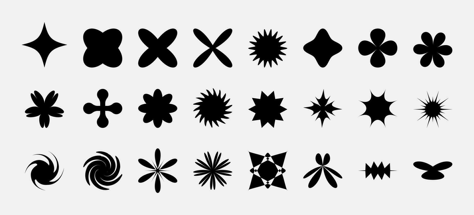 Set of black bauhaus shapes. Futuristic y2k elements vector