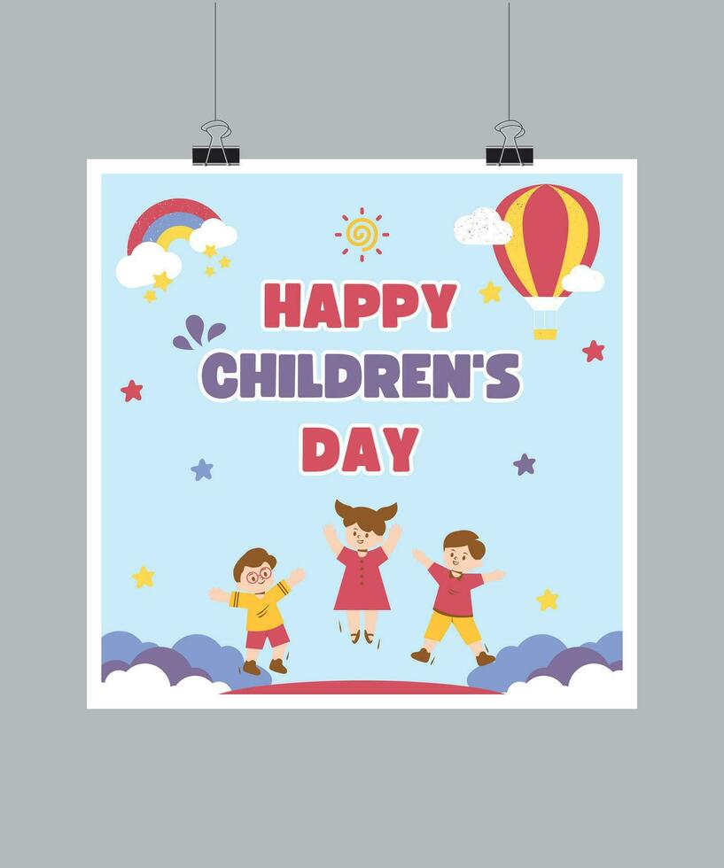 Happy International Children Day a Vector Poster Template