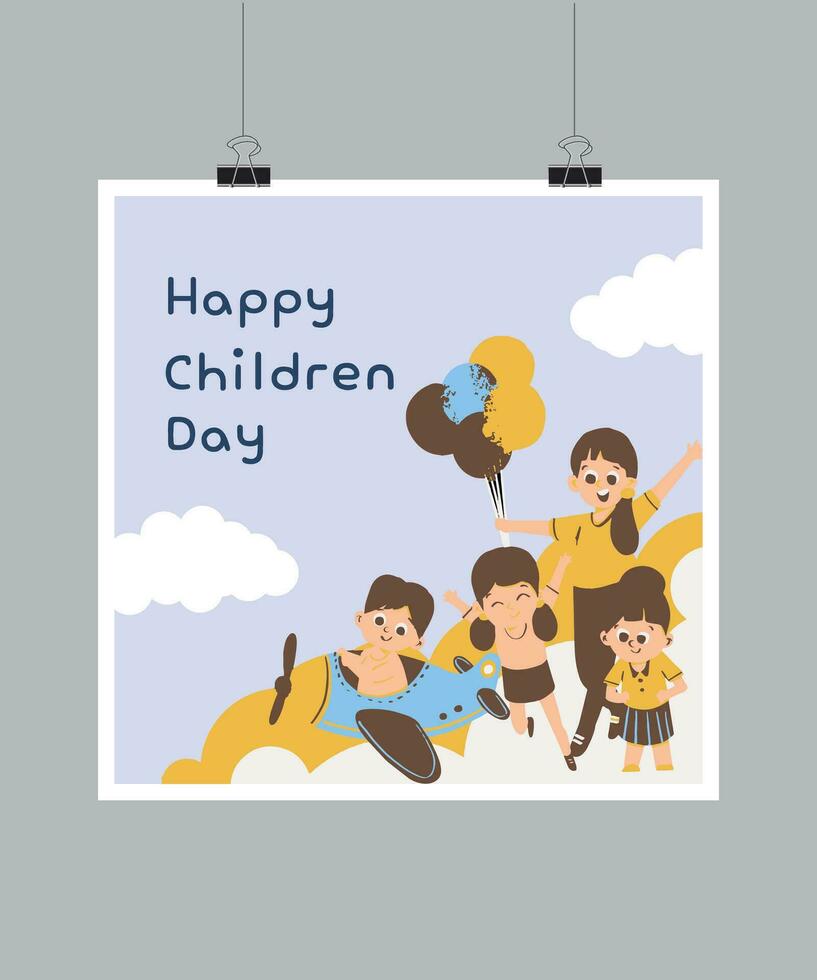 Happy International Children Day a Vector Poster Template